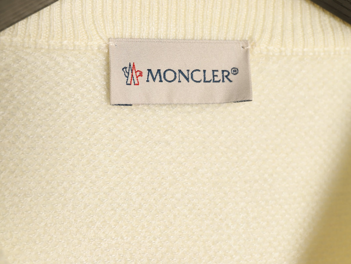 Moncler MC Two-Tone Sleeve-Pocket Crewneck Sweater