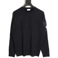 Moncler MC Black Two-Tone Sleeve-Pocket Crewneck Sweater