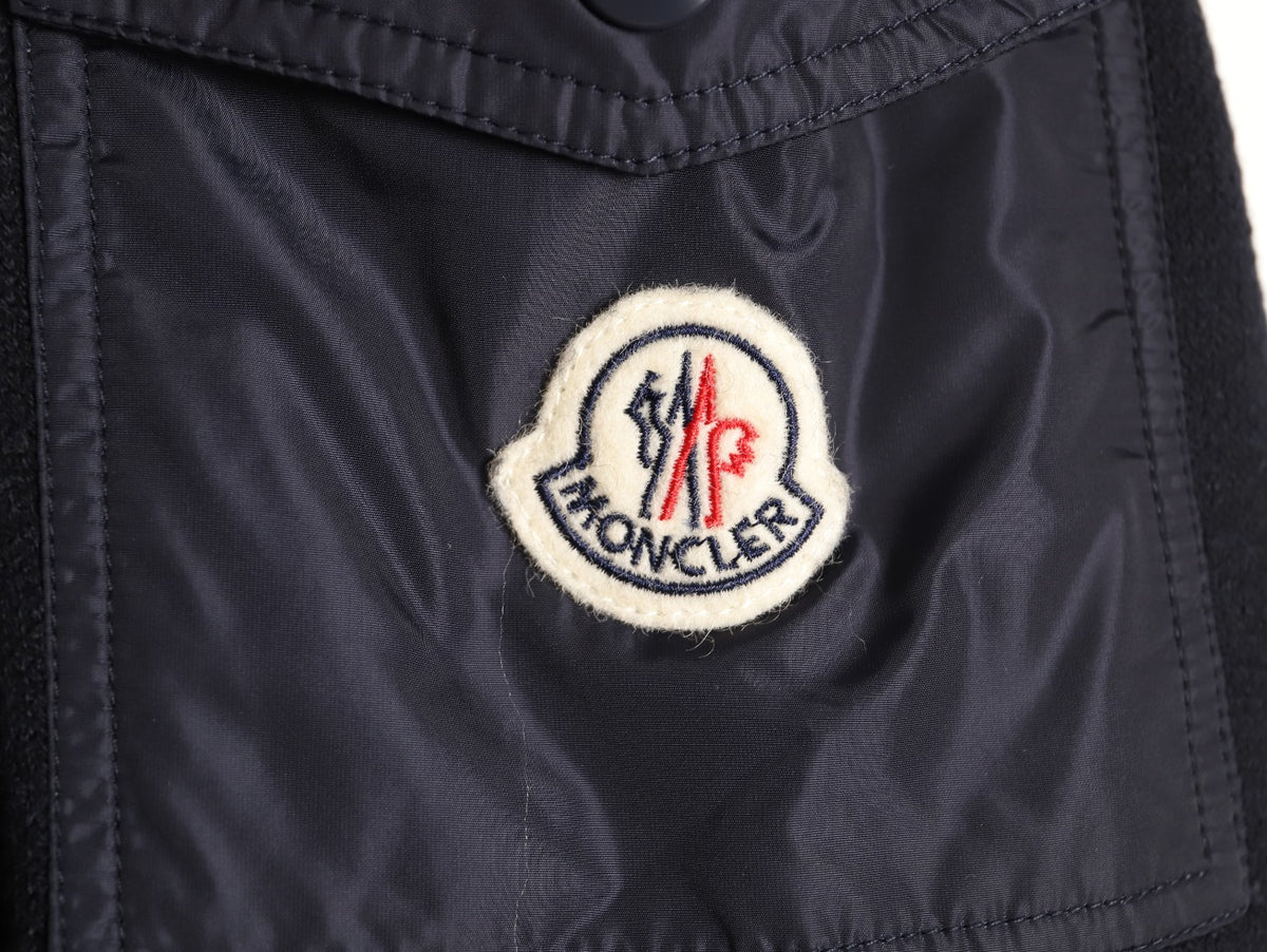 Moncler MC Black Two-Tone Sleeve-Pocket Crewneck Sweater