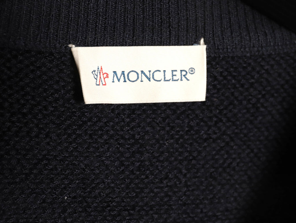 Moncler MC Black Two-Tone Sleeve-Pocket Crewneck Sweater