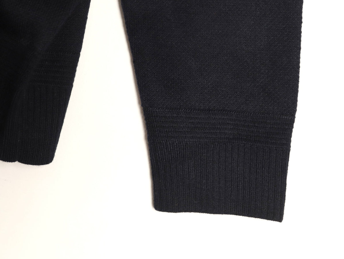 Moncler MC Black Two-Tone Sleeve-Pocket Crewneck Sweater