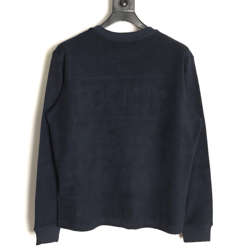Moncler MC Black Terry Flocked-Logo Long-Sleeve T-Shirt