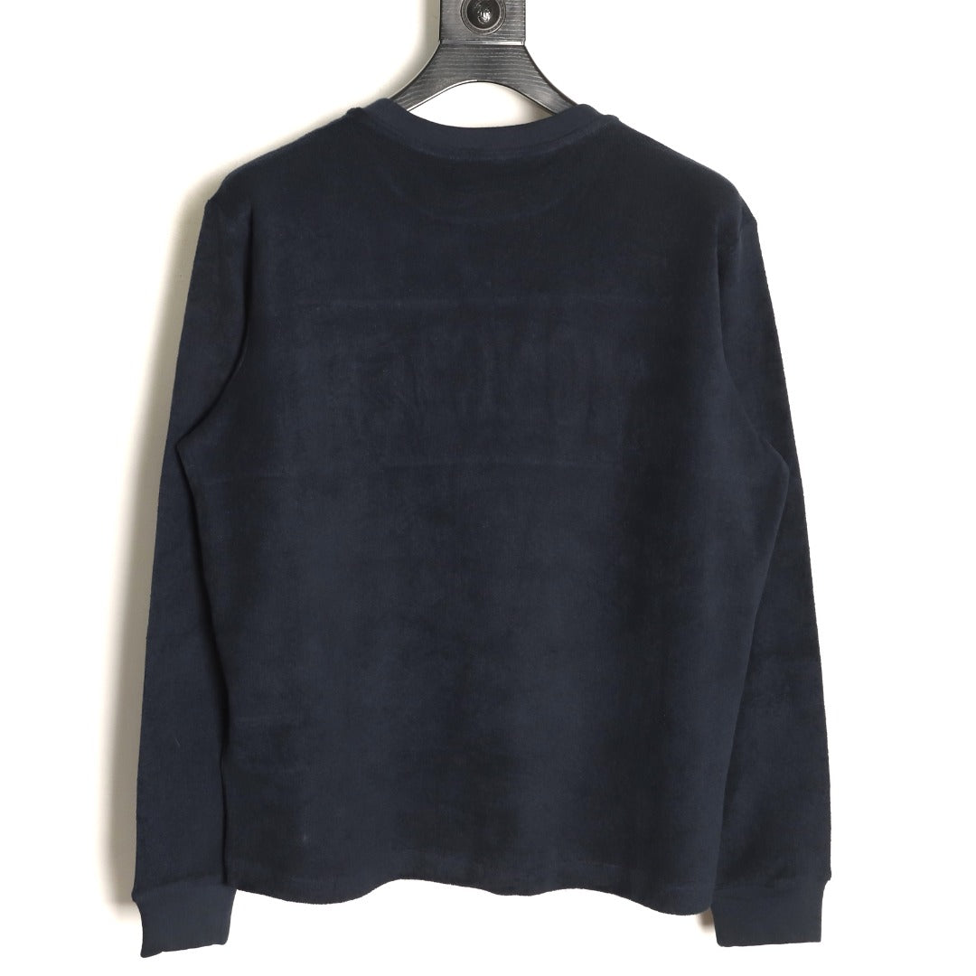 Moncler MC Black Terry Flocked-Logo Long-Sleeve T-Shirt