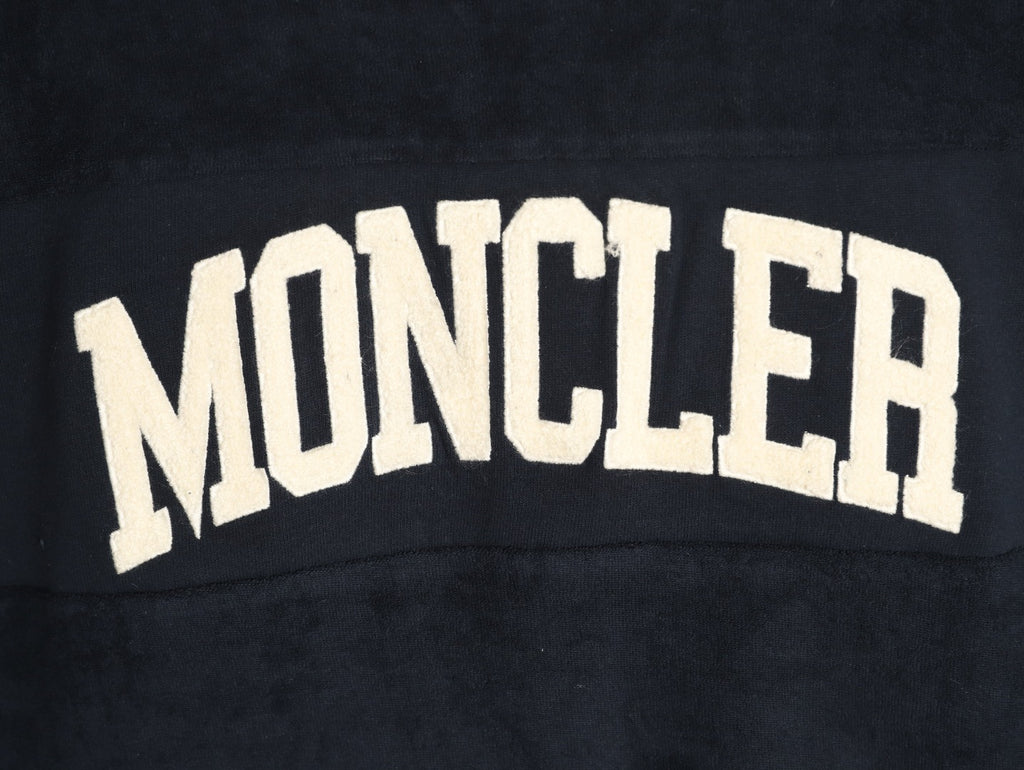 Moncler MC Black Terry Flocked-Logo Long-Sleeve T-Shirt
