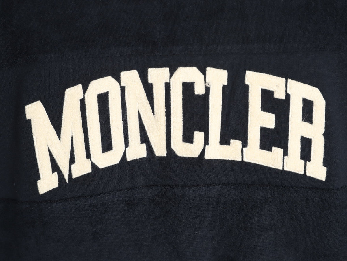Moncler MC Black Terry Flocked-Logo Long-Sleeve T-Shirt