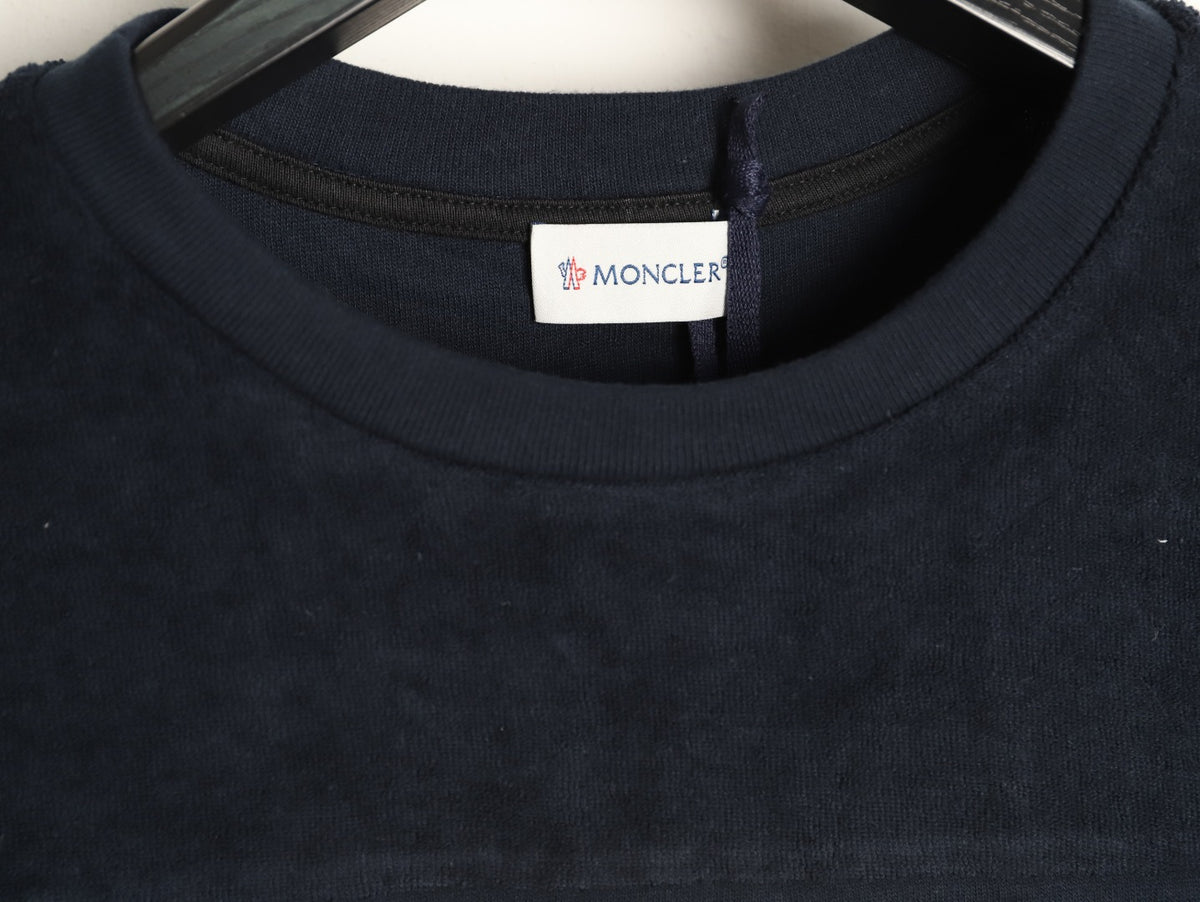 Moncler MC Black Terry Flocked-Logo Long-Sleeve T-Shirt