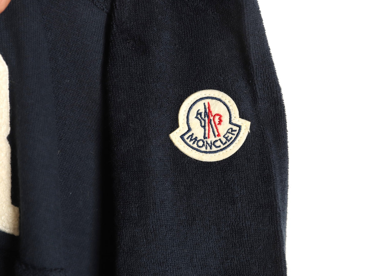 Moncler MC Black Terry Flocked-Logo Long-Sleeve T-Shirt