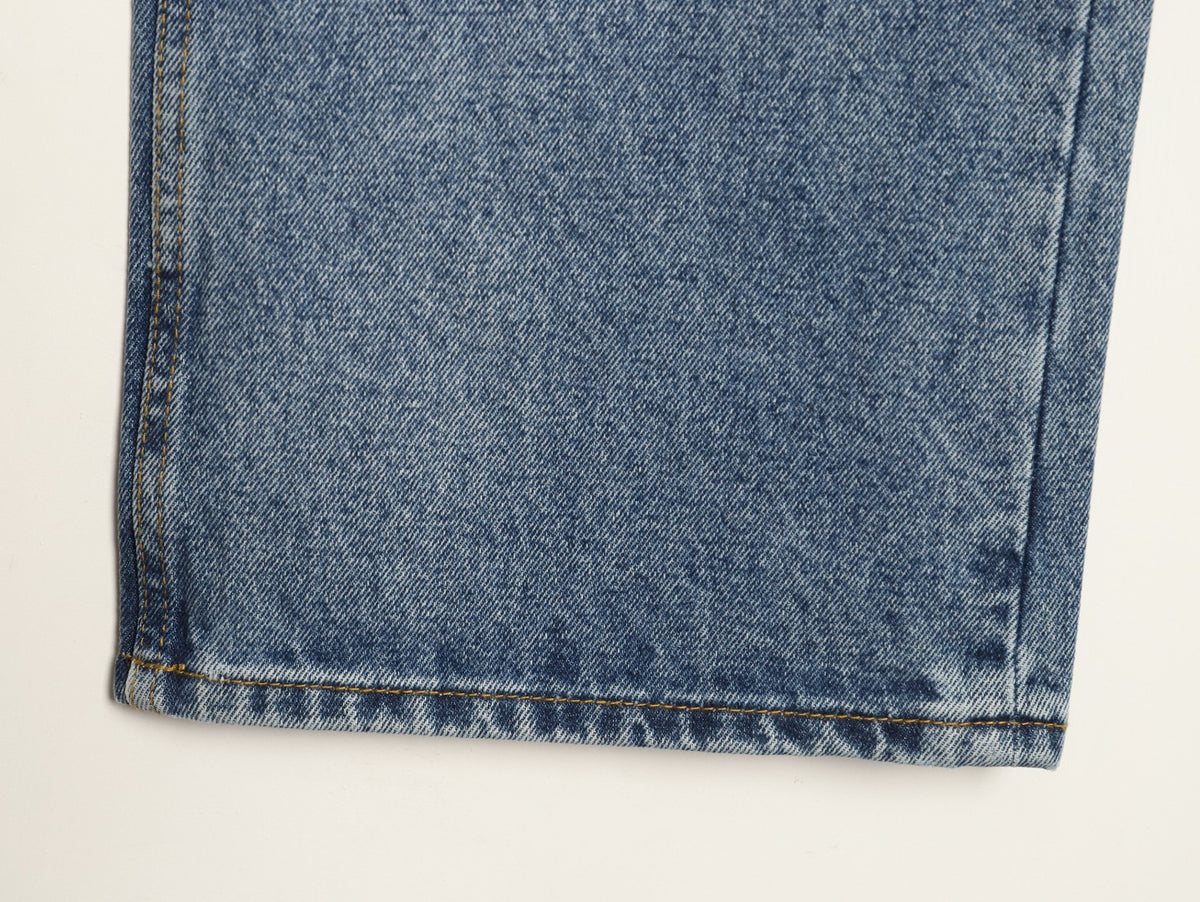 Fendi FD Light-Wash Leather-Label Straight-Leg Jeans