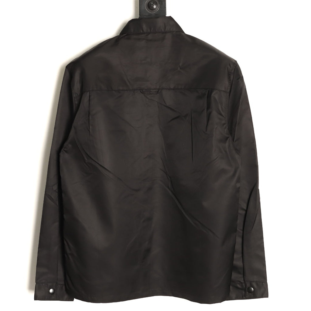 Prada PRD Black Nylon Triangle-Logo Shirt Jacket