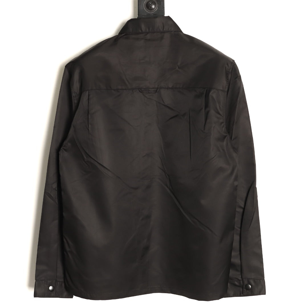 Prada PRD Black Nylon Triangle-Logo Shirt Jacket