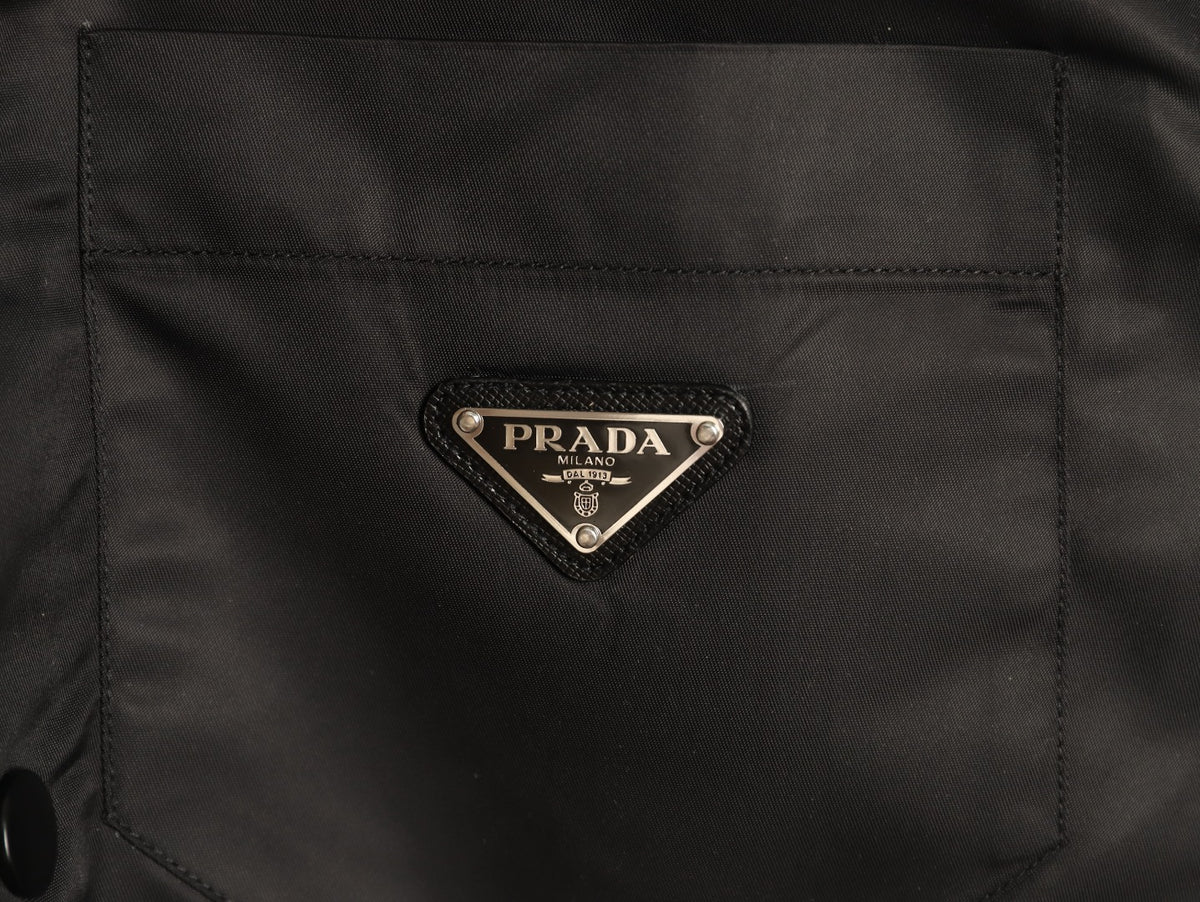 Prada PRD Black Nylon Triangle-Logo Shirt Jacket