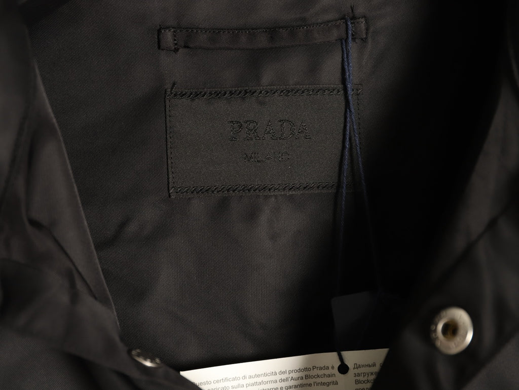 Prada PRD Black Nylon Triangle-Logo Shirt Jacket