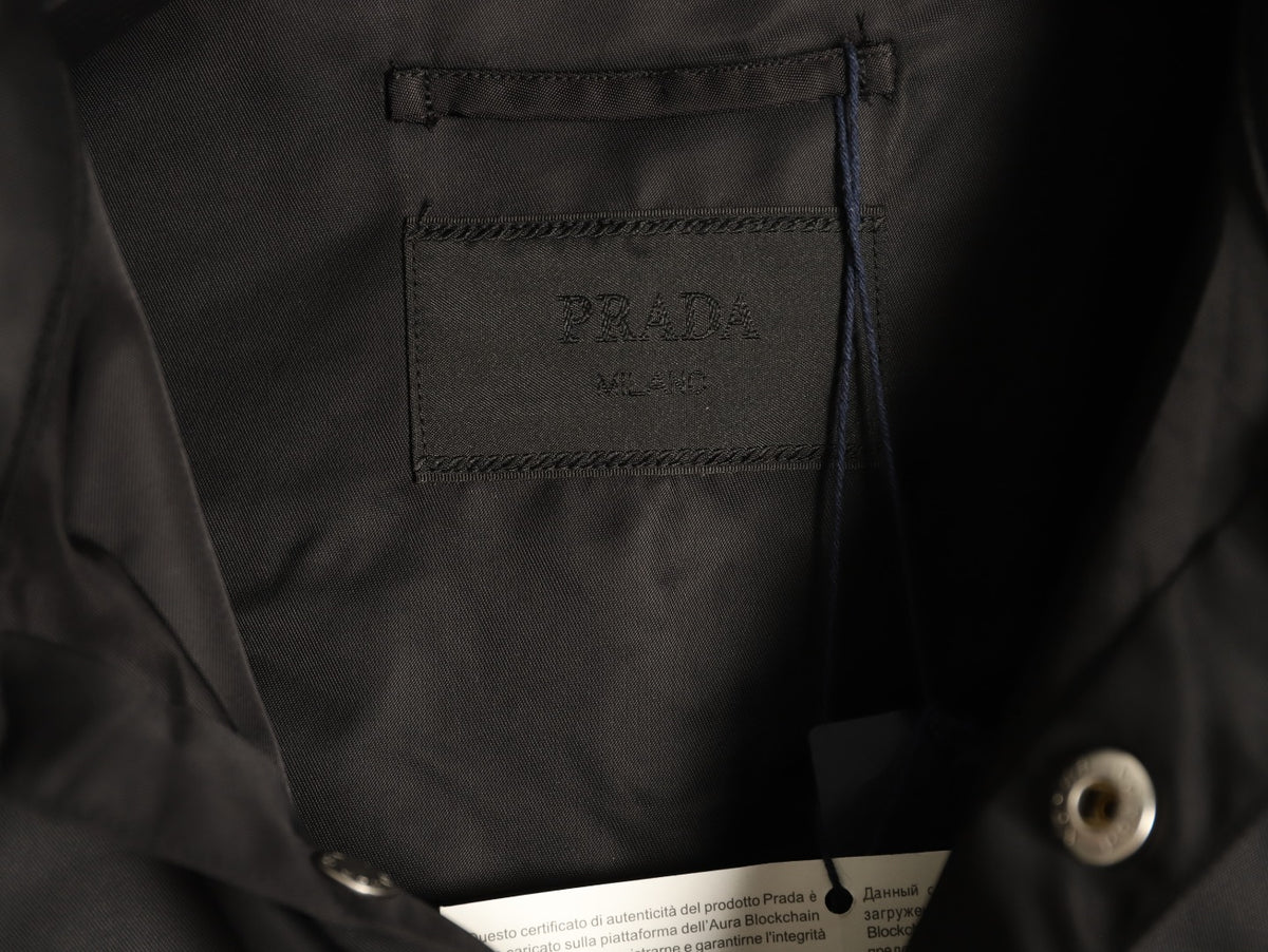 Prada PRD Black Nylon Triangle-Logo Shirt Jacket