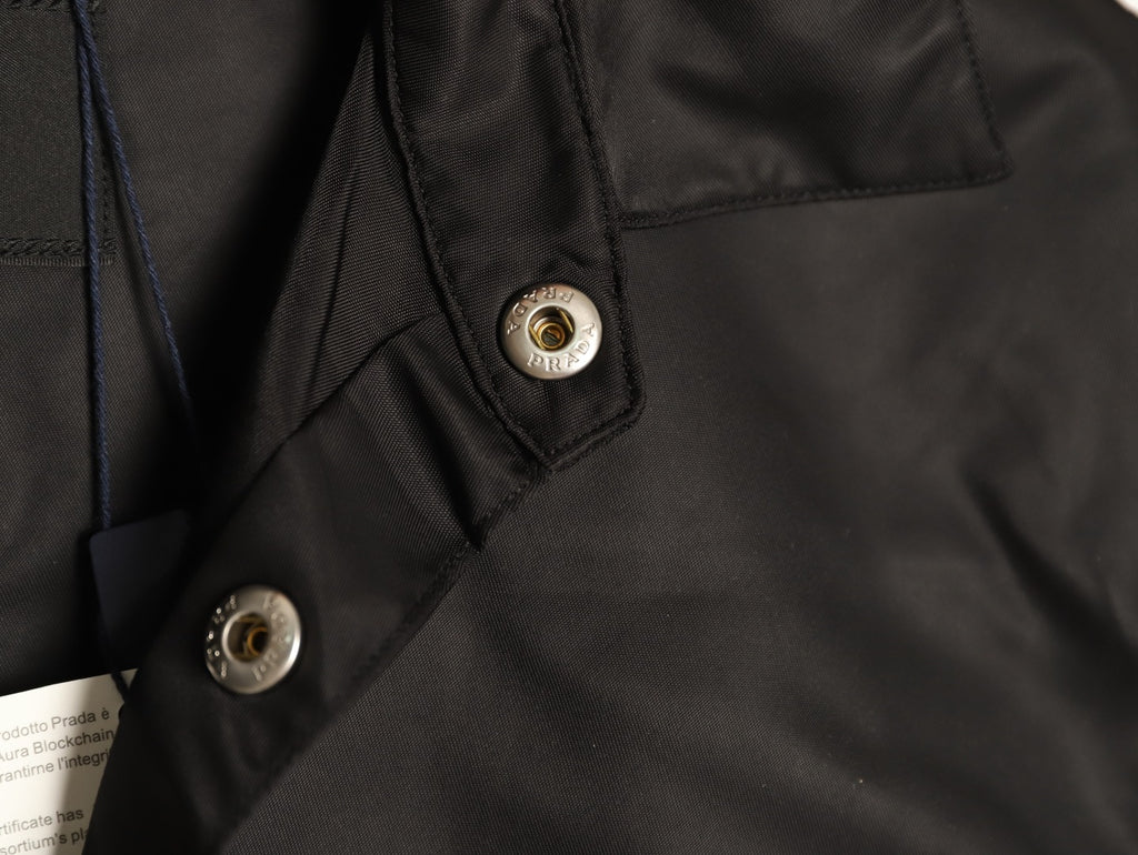 Prada PRD Black Nylon Triangle-Logo Shirt Jacket