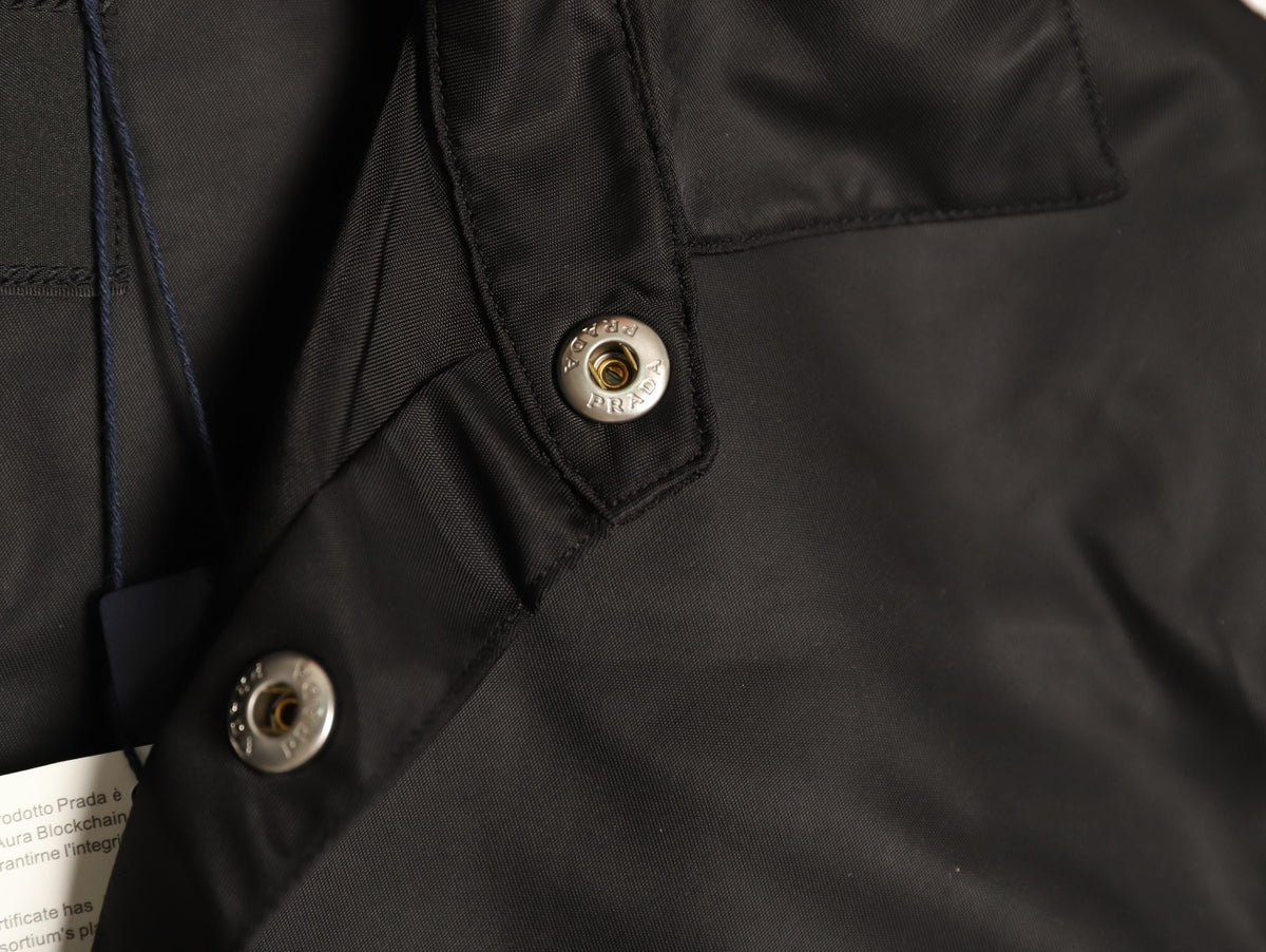 Prada PRD Black Nylon Triangle-Logo Shirt Jacket
