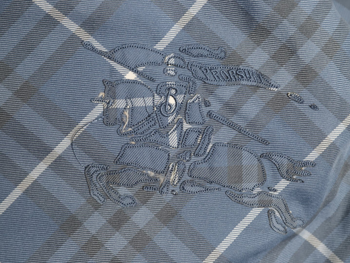 Burberry 24SS Gray-Blue Diamond-Check Equestrian Knight Reversible Jacket