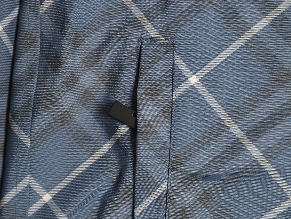 Burberry 24SS Gray-Blue Diamond-Check Equestrian Knight Reversible Jacket