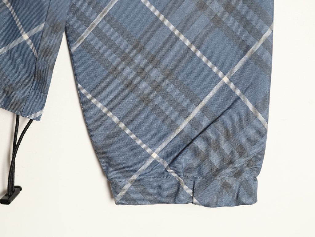 Burberry 24SS Gray-Blue Diamond-Check Equestrian Knight Reversible Jacket