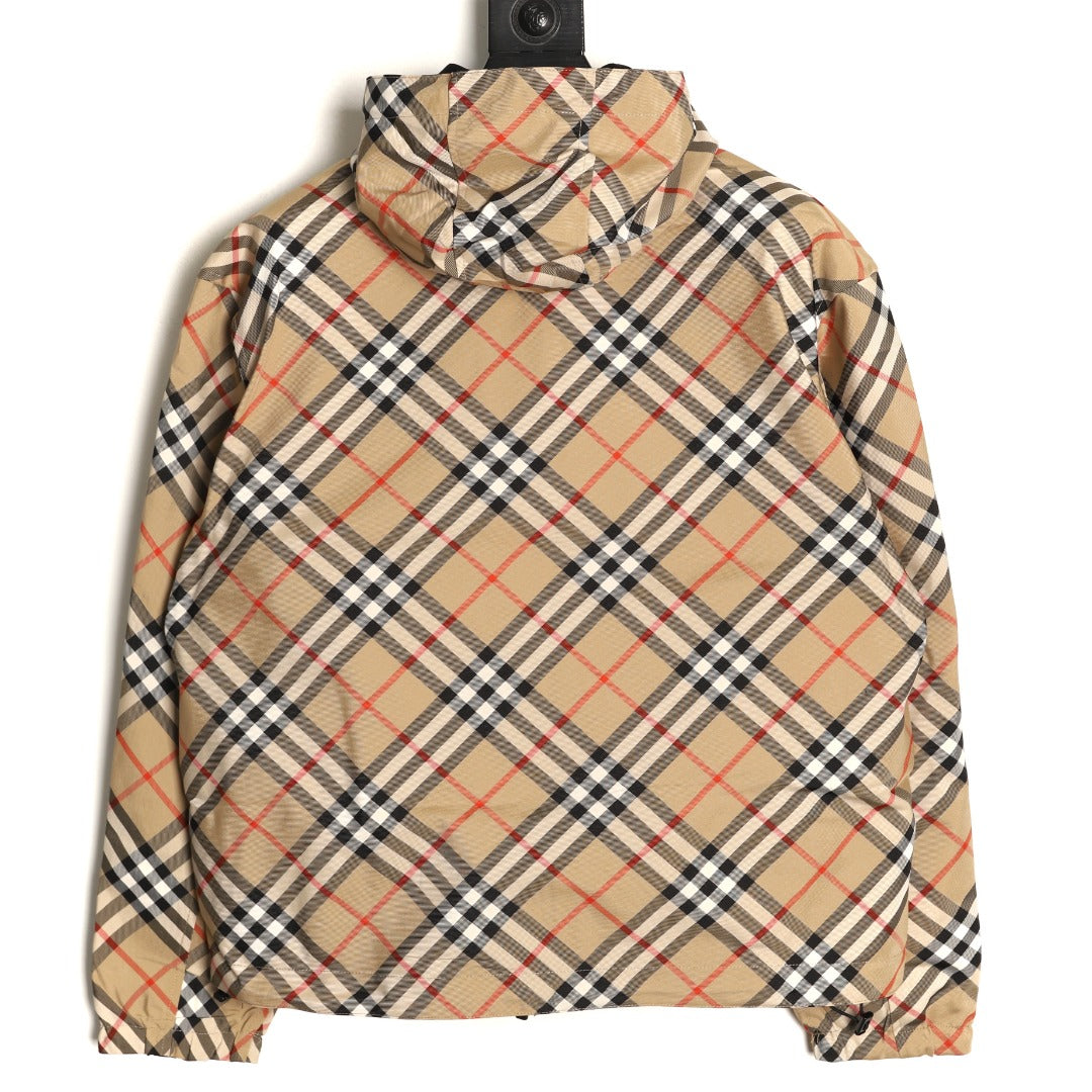 Burberry 24SS Beige Check Black-Reverse Equestrian Knight Reversible Jacket