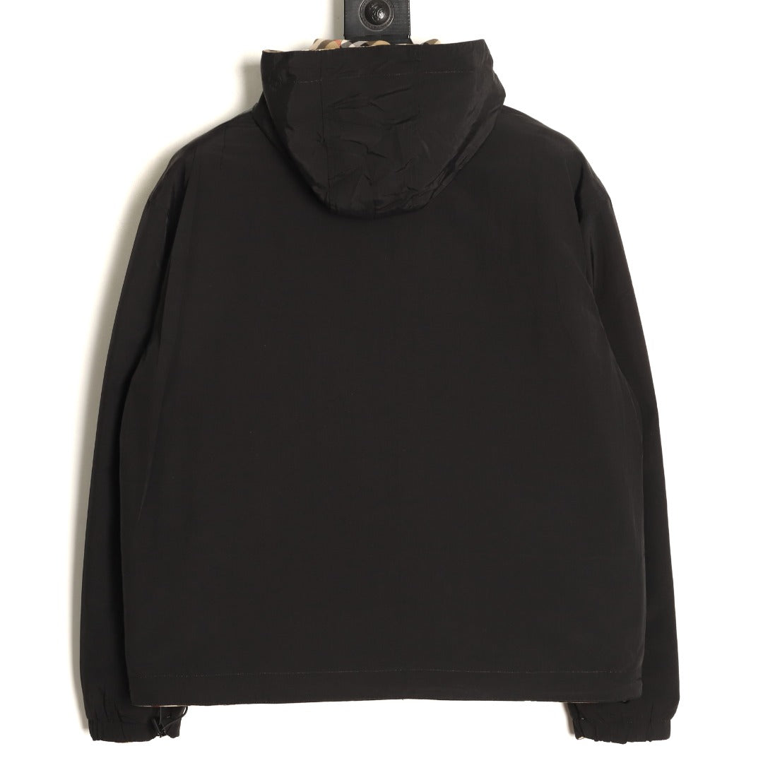 Burberry 24SS Beige Check Black-Reverse Equestrian Knight Reversible Jacket