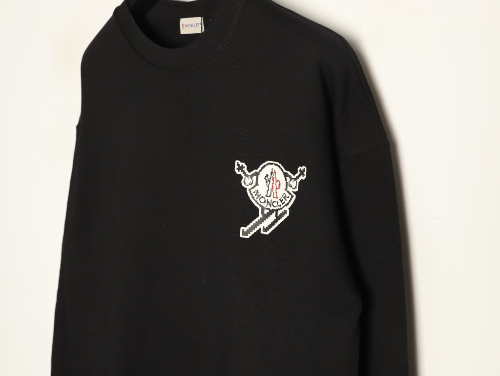 Moncler 26SS Character Logo Black Crewneck Sweatshirt