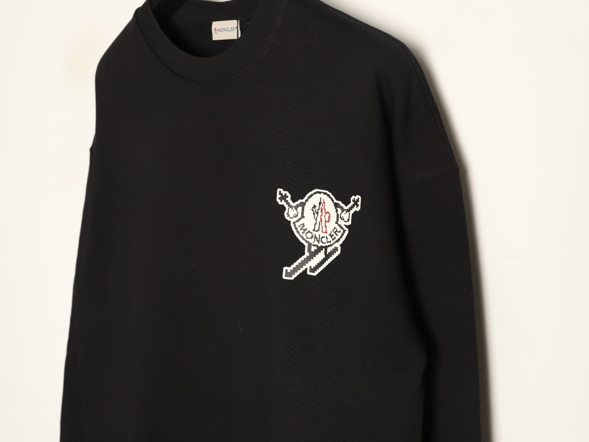 Moncler 26SS Character Logo Black Crewneck Sweatshirt
