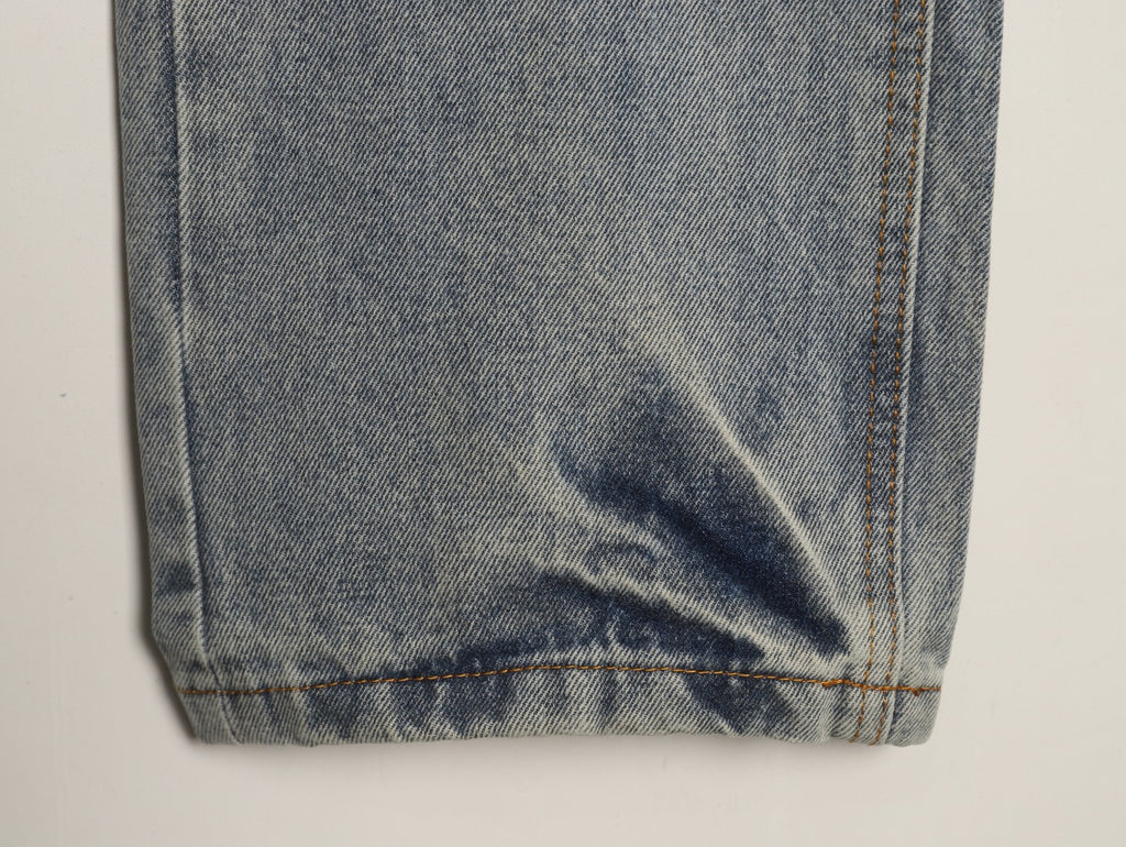Chrome Hearts Red Cross Leather-Appliqué Washed Gray Jeans