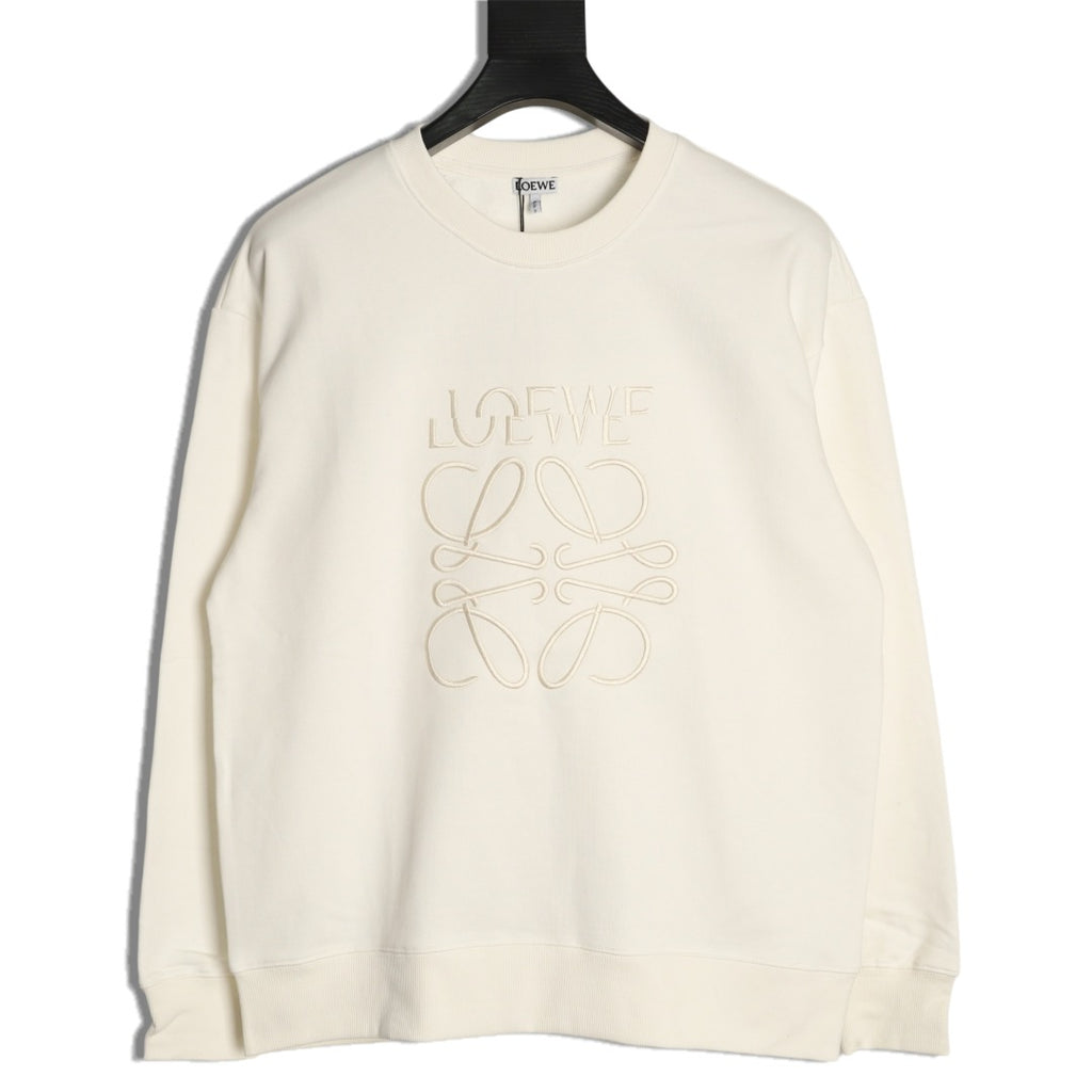 Loewe Offset Anagram Logo Embroidered Ivory Crewneck Sweatshirt