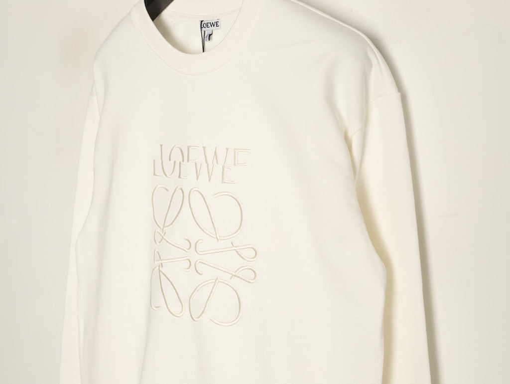 Loewe Offset Anagram Logo Embroidered Ivory Crewneck Sweatshirt