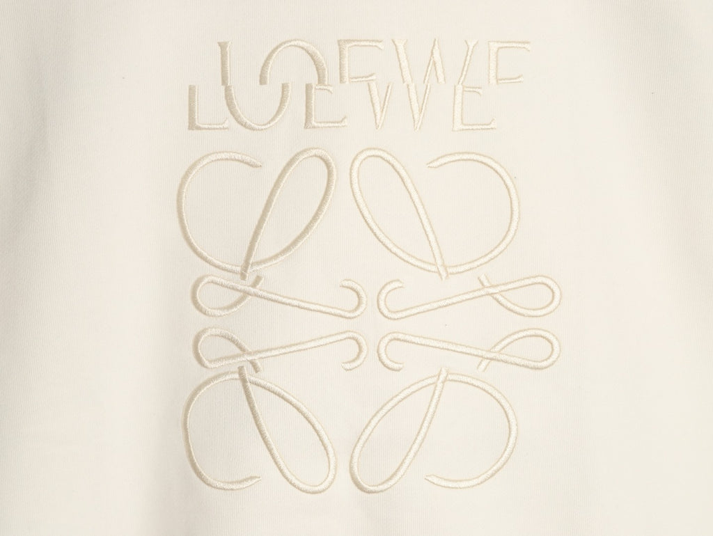 Loewe Offset Anagram Logo Embroidered Ivory Crewneck Sweatshirt