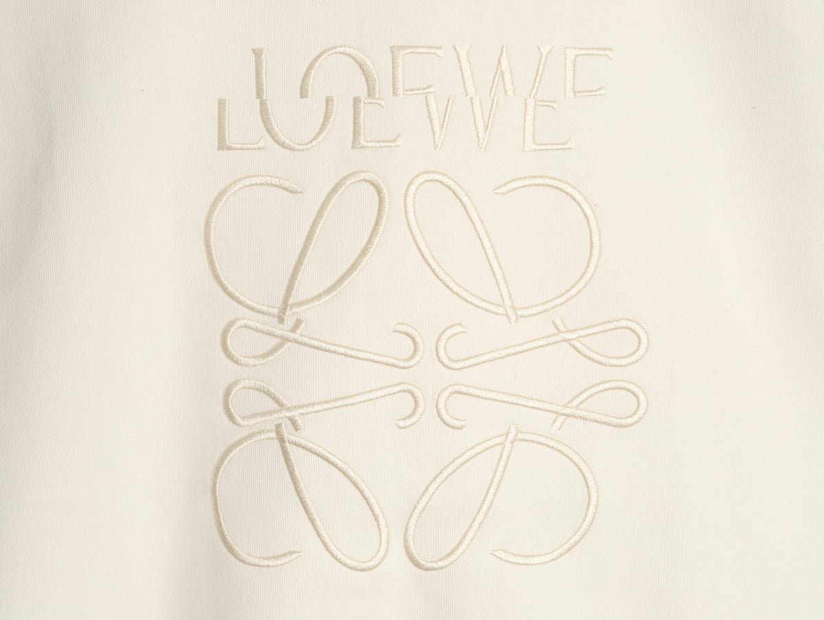 Loewe Offset Anagram Logo Embroidered Ivory Crewneck Sweatshirt