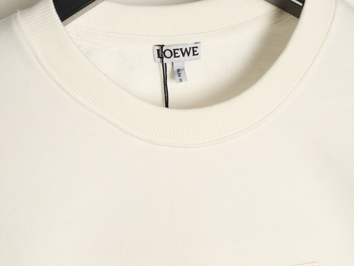 Loewe Offset Anagram Logo Embroidered Ivory Crewneck Sweatshirt