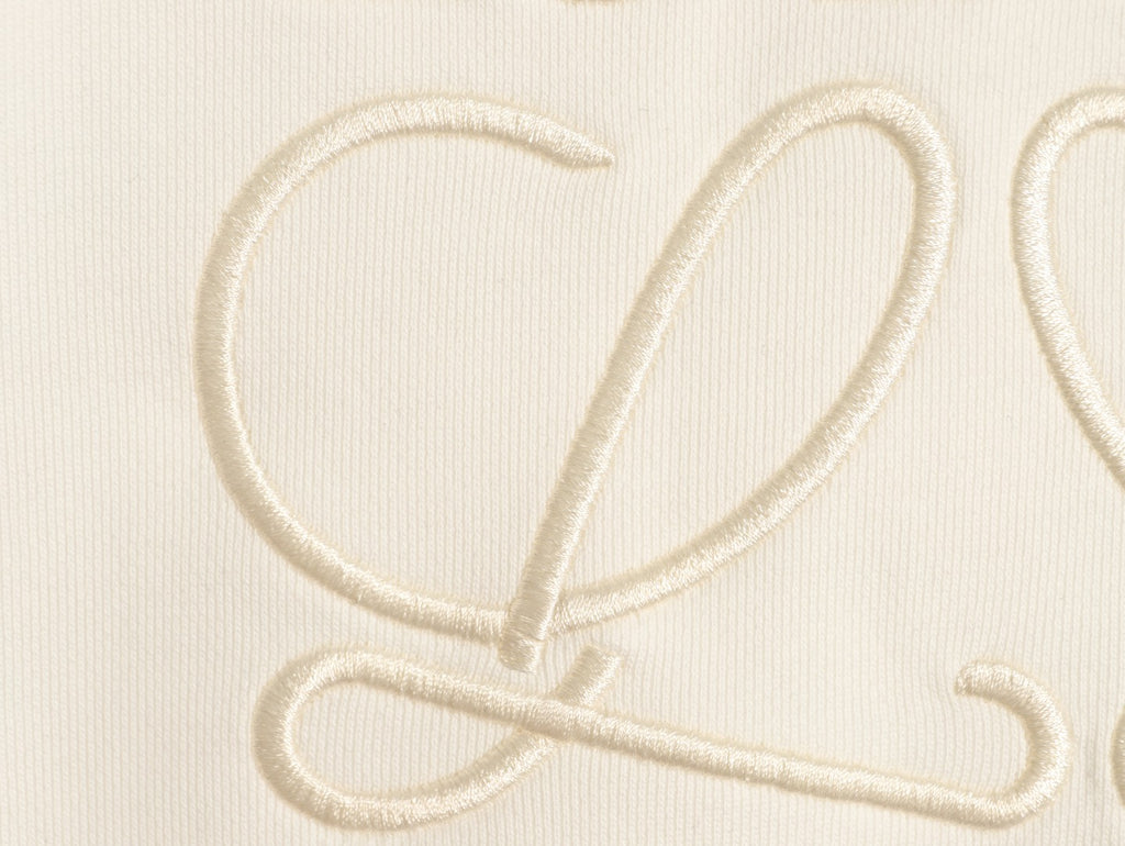 Loewe Offset Anagram Logo Embroidered Ivory Crewneck Sweatshirt