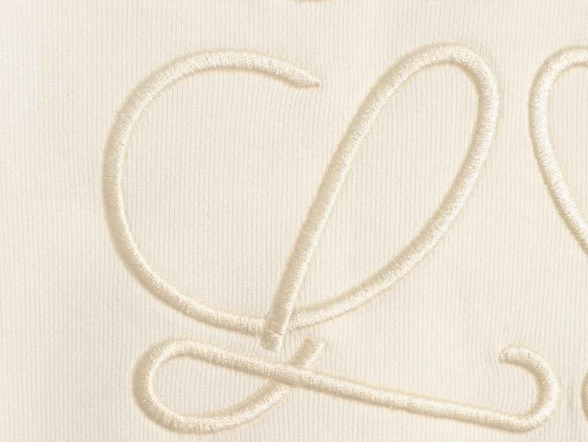 Loewe Offset Anagram Logo Embroidered Ivory Crewneck Sweatshirt