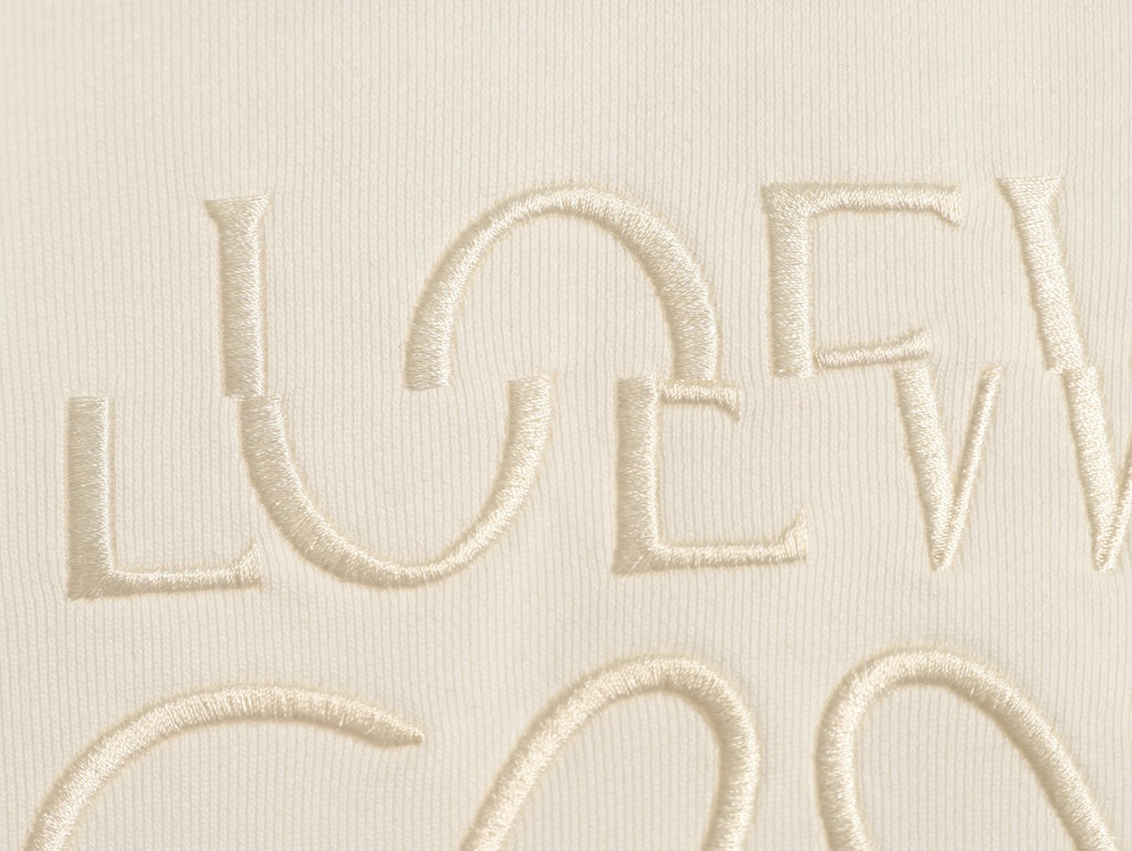 Loewe Offset Anagram Logo Embroidered Ivory Crewneck Sweatshirt
