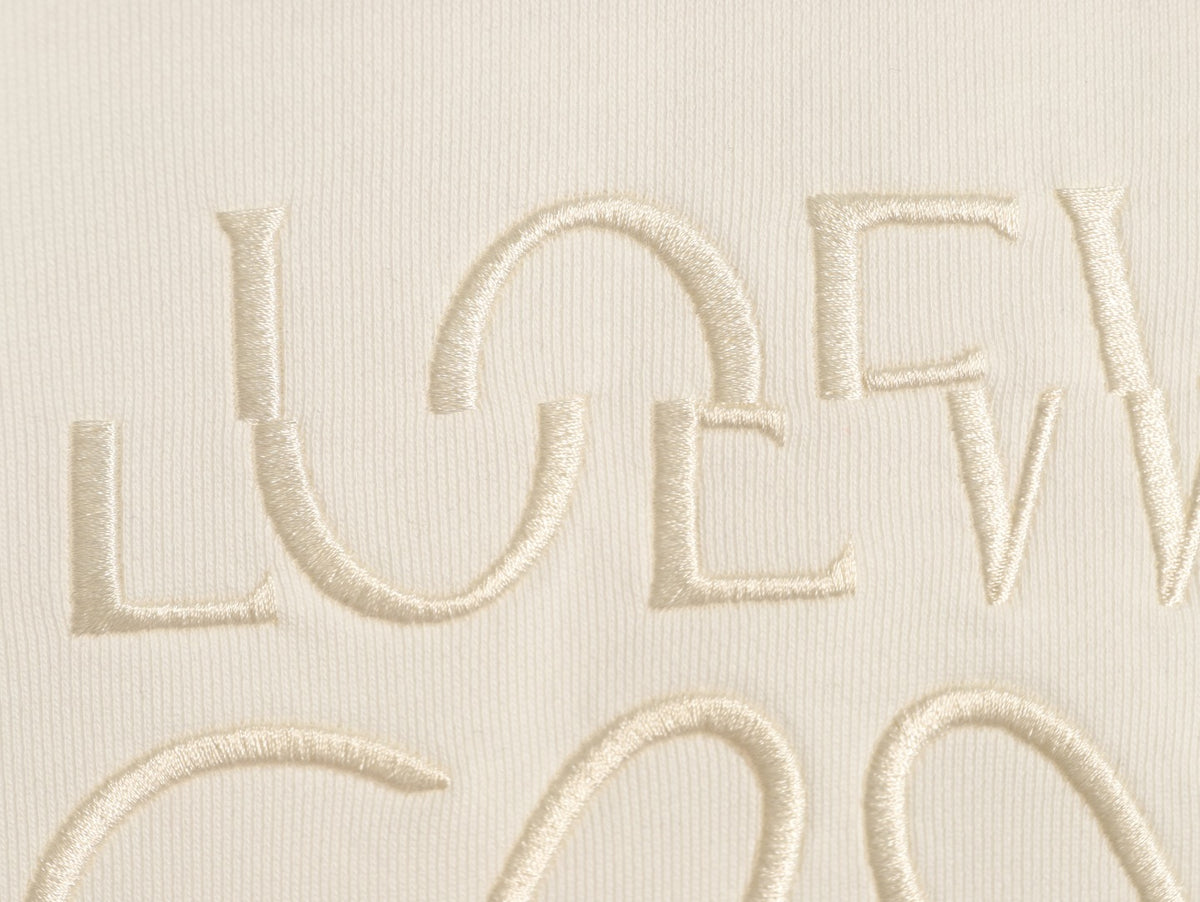 Loewe Offset Anagram Logo Embroidered Ivory Crewneck Sweatshirt