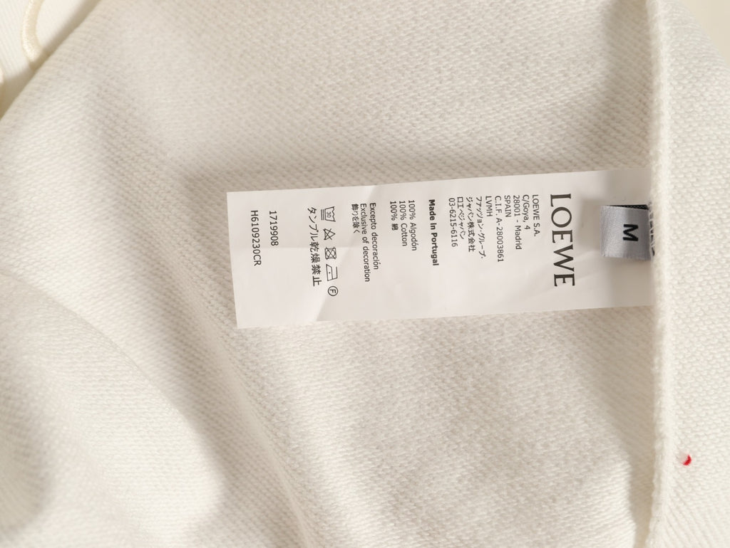Loewe Offset Anagram Logo Embroidered Ivory Crewneck Sweatshirt