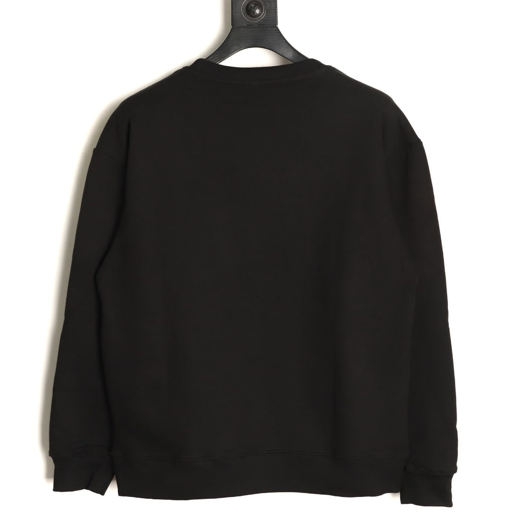Loewe Offset Anagram Logo Embroidered Black Crewneck Sweatshirt
