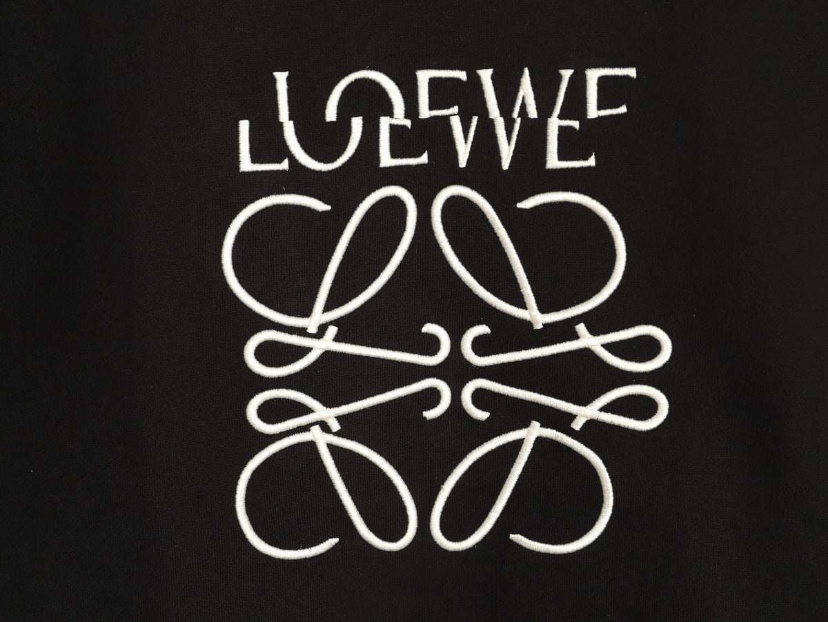 Loewe Offset Anagram Logo Embroidered Black Crewneck Sweatshirt