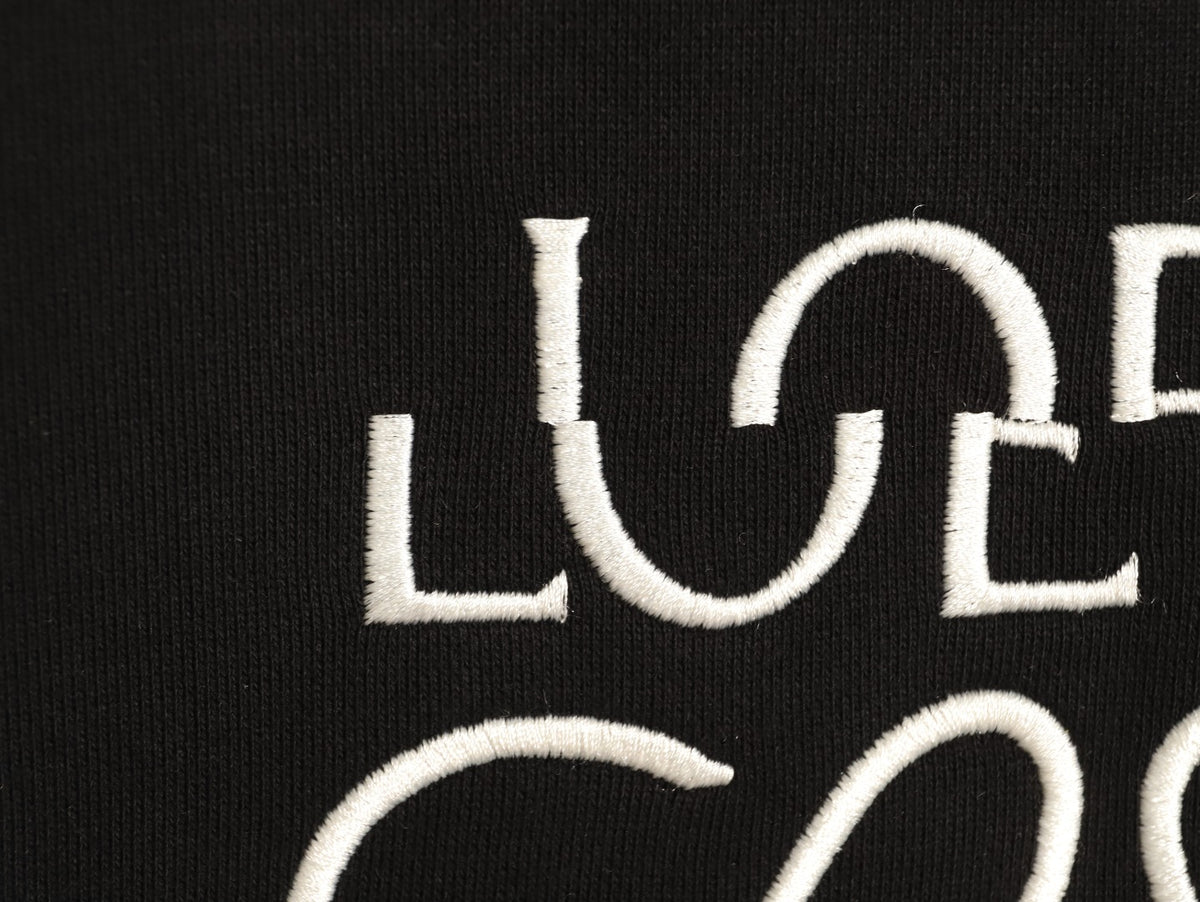 Loewe Offset Anagram Logo Embroidered Black Crewneck Sweatshirt