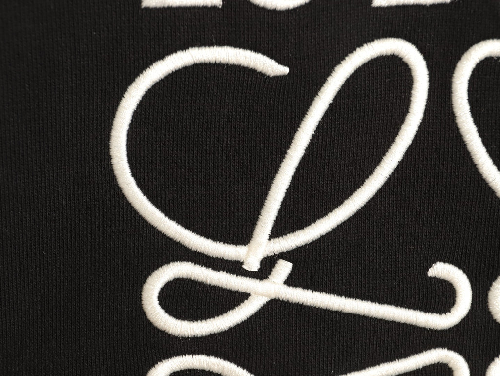 Loewe Offset Anagram Logo Embroidered Black Crewneck Sweatshirt