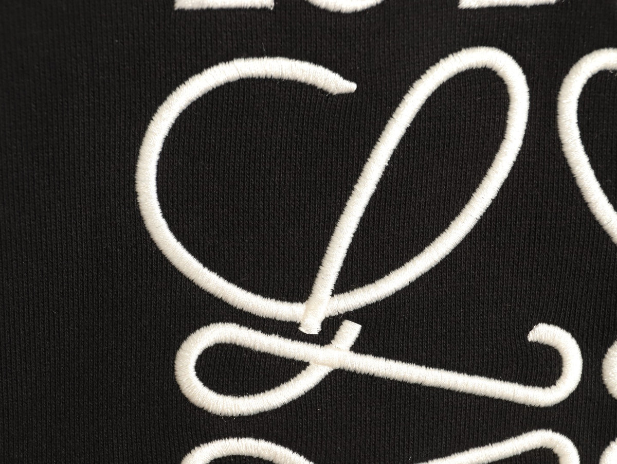 Loewe Offset Anagram Logo Embroidered Black Crewneck Sweatshirt