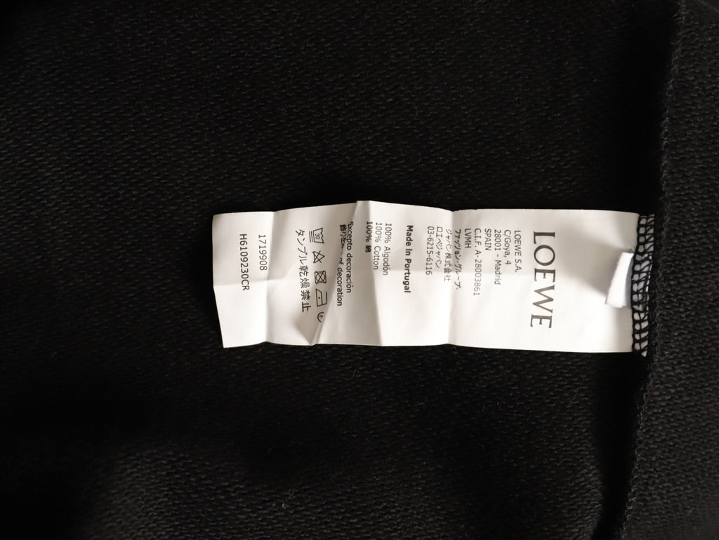 Loewe Offset Anagram Logo Embroidered Black Crewneck Sweatshirt