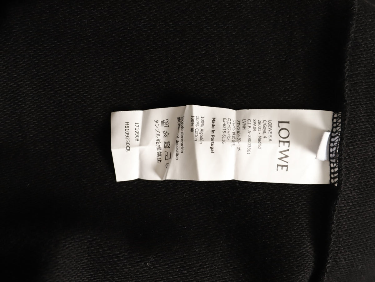 Loewe Offset Anagram Logo Embroidered Black Crewneck Sweatshirt