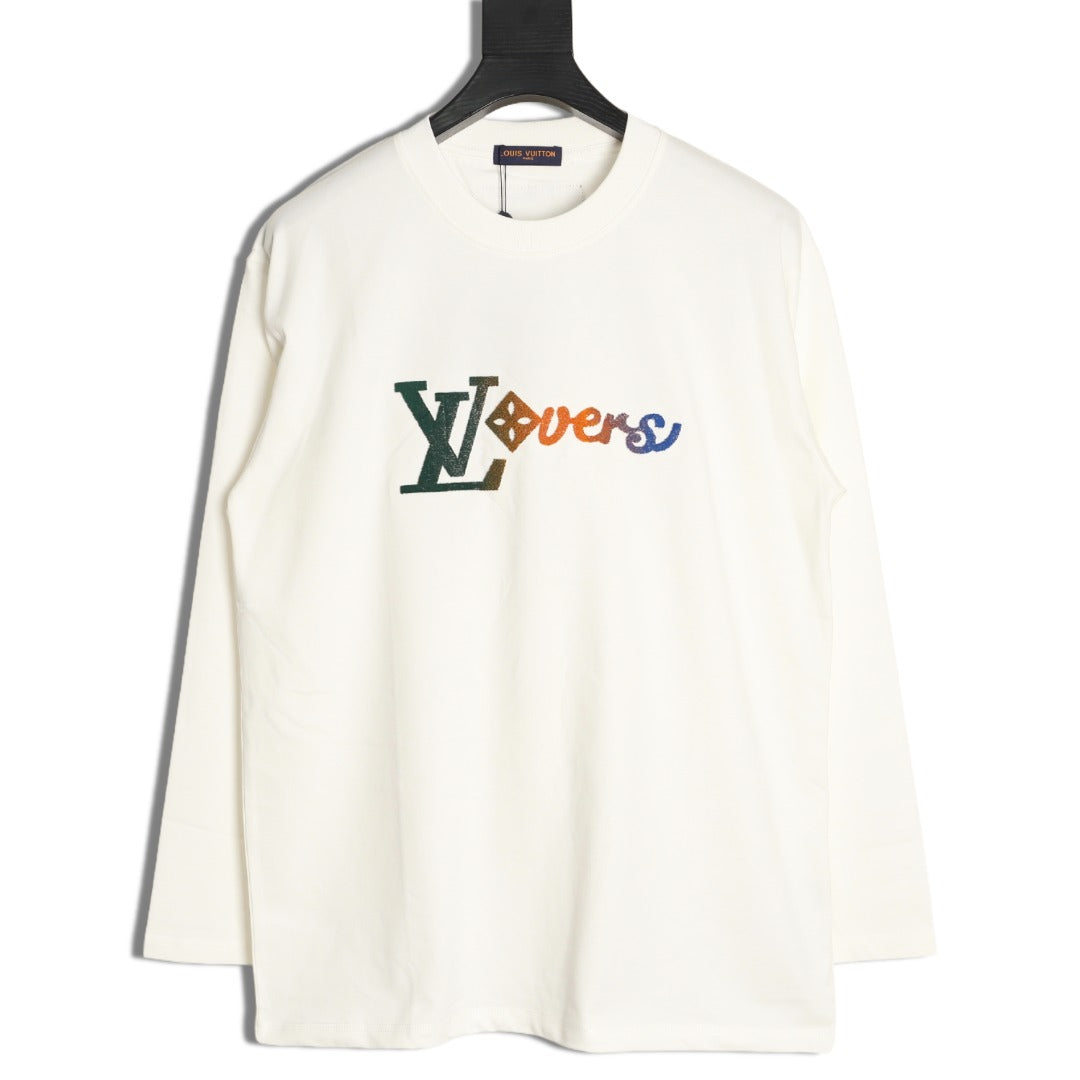 Louis Vuitton 25FW LV Lovers Gradient Tufted Logo Ivory Long-Sleeve T-Shirt