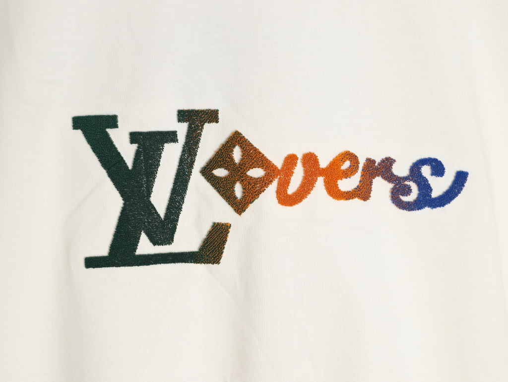 Louis Vuitton 25FW LV Lovers Gradient Tufted Logo Ivory Long-Sleeve T-Shirt