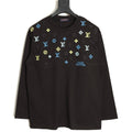 Louis Vuitton 25FW Multicolor Monogram Embroidered Black Long-Sleeve T-Shirt