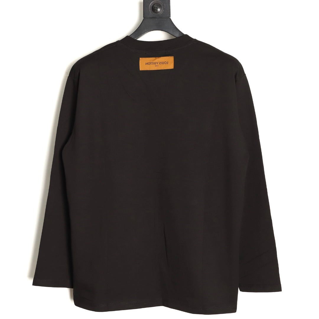 Louis Vuitton 25FW Multicolor Monogram Embroidered Black Long-Sleeve T-Shirt