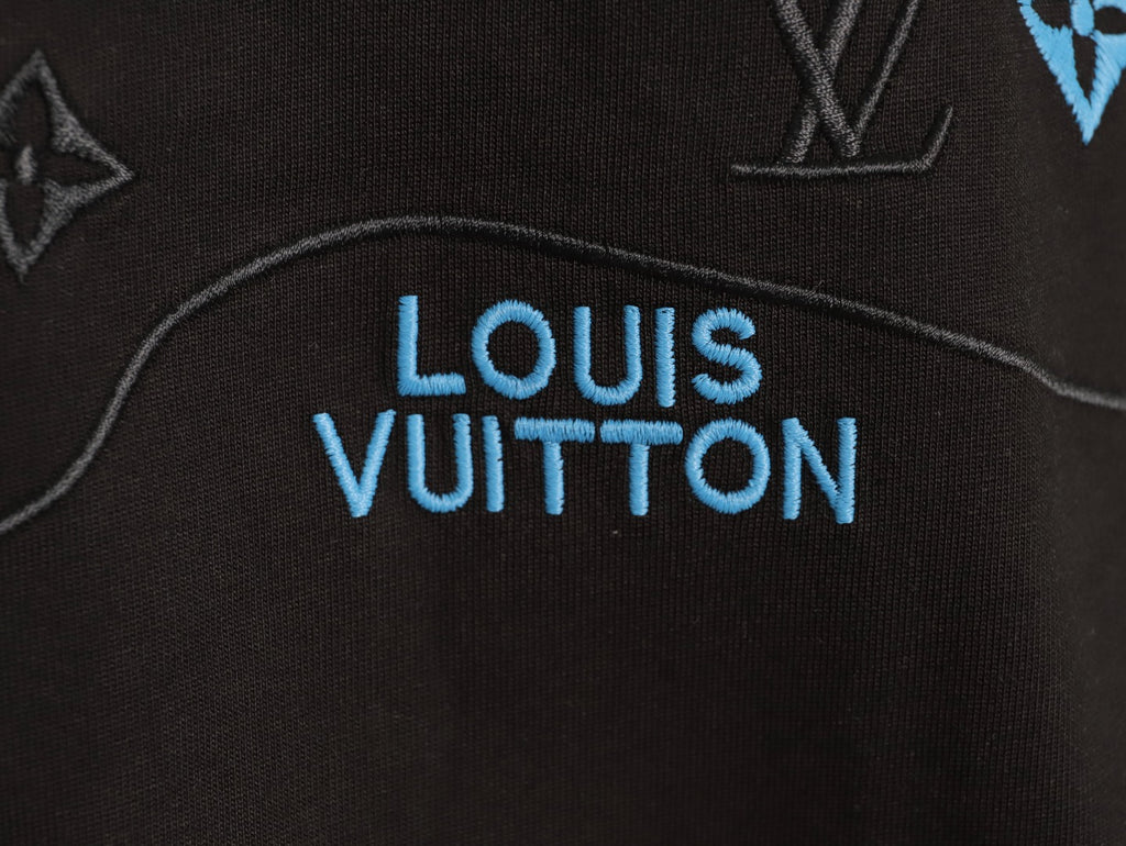 Louis Vuitton 25FW Multicolor Monogram Embroidered Black Long-Sleeve T-Shirt