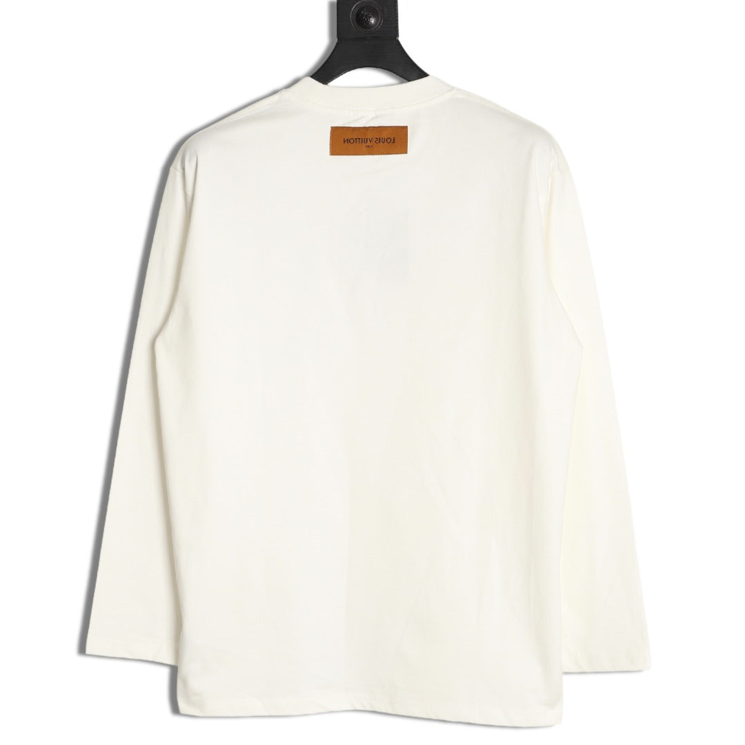 Louis Vuitton 25FW Multicolor Monogram Embroidered Ivory Long-Sleeve T-Shirt